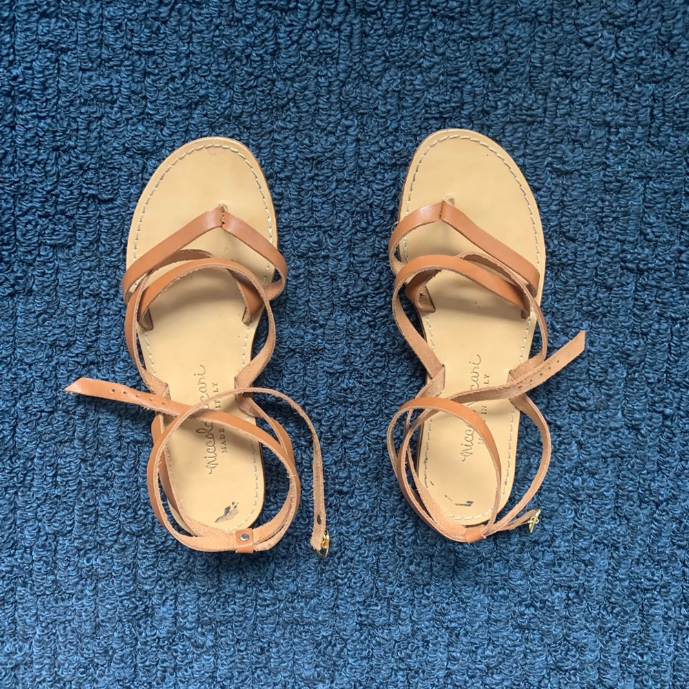 Italian leather buckle up sandals